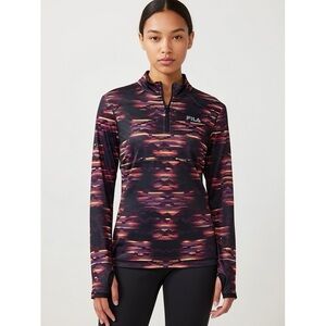 Fila Sport Womens Activewear Jacket Size XS Long Sleeve 1/4 Zip Pockets Striped